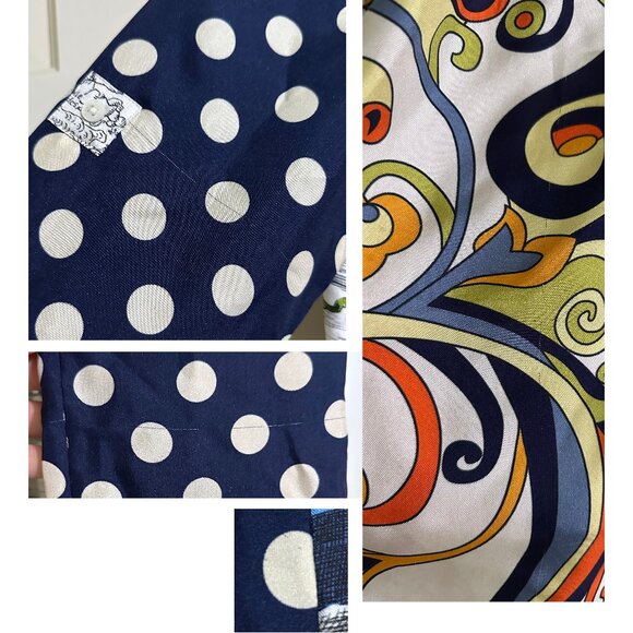 La Prestic Ouiston Jeanne Ship Map Swirl Print Silk Top Blouse Patchwork 1 Small - Picture 14 of 15